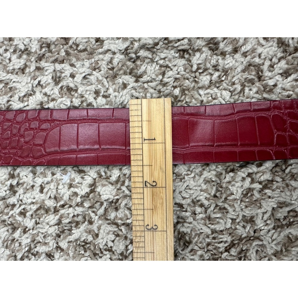 Circus by Sam Edelman Women's Reversible Belt Red Faux Croc Gold Buckle M - Picture 6 of 8